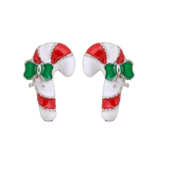 Christmas Holiday Candy Cane Earrings - Picture 1 of 1